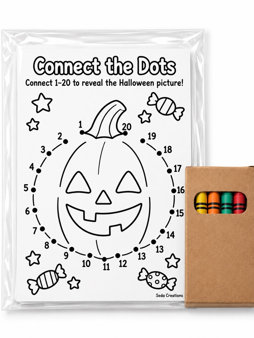 Halloween Activity Book for Kids, 4x6 Halloween Activity Pages with Crayons
